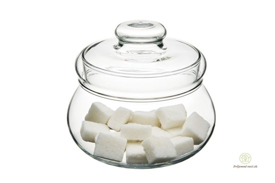 sklenena nadobka doza uskladnovanie cukor med kava sypany caj sladkosti potraviny sklo recyklovatelne